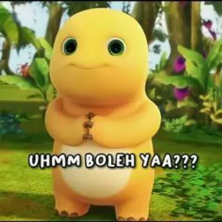 🥺 UHHM BOLEH YAA??? słodki, dinozaur, uroczy, animowany, kreskówka telegram sticker