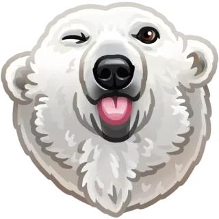 😉 beruang kutub, hewan, mengedipkan mata, lucu, putih telegram sticker