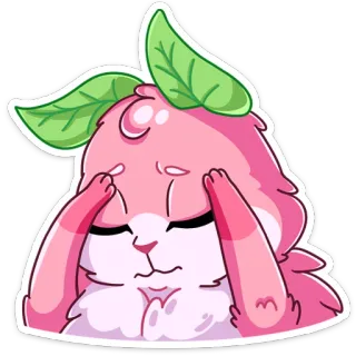 😒 Dessin animé, Mignon, Kawaii, Animal, Lapin, Rose, Duveteux telegram sticker