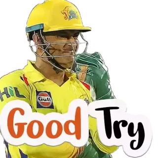 😊 Good Try kriket, olahraga, atlet, helm, Chennai Super Kings, Usaha Bagus telegram sticker