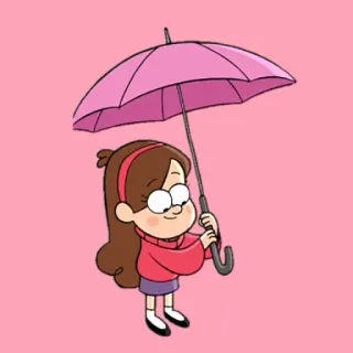 🌂 Mabel Pines Gravity Falls cartoon, animated, girl, umbrella, pink, Mabel Pines, Gravity Falls telegram sticker