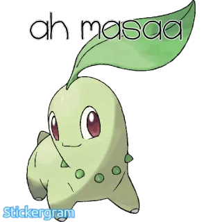 😳 Chikorita Pokemon oh masa pokemon, chikorita, anime, spiel, süß, aufkleber whatsapp sticker