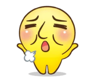 😲 Emoji, Chory, Smutny, Wyczerpany, Dyszący, Żółty, Kreskówka whatsapp sticker