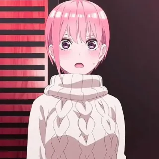 🦊 Ichika Nakano The Quintessential Quintuplets Anime, Personaje, Chica, Pelo rosa, Ichika Nakano, The Quintessential Quintuplets, Suéter telegram sticker