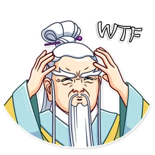 🤨 WTF shock, confusion, what the f, stressed, exasperated, asian, old man telegram sticker