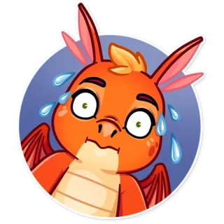 😨 dragon, dessin animé, mignon, sueur, anxieux, sticker telegram sticker