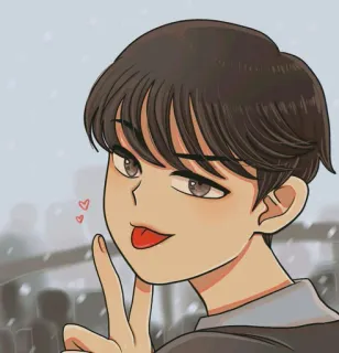 🤪 Desenho animado, Anime, Sinal de paz, Pessoa, Menino telegram sticker