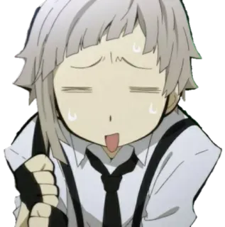 😓 Atsushi Nakajima Bungou Stray Dogs anime, desenho animado, expressão, exaustão, mangá, engraçado, suor telegram sticker