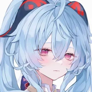 😔 Ganyu Genshin Impact anime, ragazza, capelli blu, videogioco, fanart, carina, waifu telegram sticker