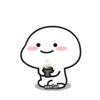💬 wontae fofo, kawaii, personagem, branco, simples, amigável telegram sticker