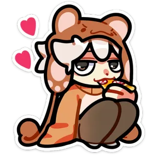 😍 cute, bear, pizza, kawaii, cartoon telegram sticker