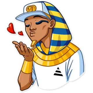 😘 pharaoh, ai cập, hôn, trái tim, sticker, hoạt hình telegram sticker