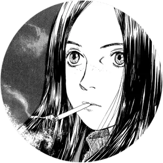 ⚫️ Курение, Сигарета, Манга, Аниме, Женщина, Портрет telegram sticker