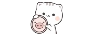 😆 고양이, 귀여운, 동물, 돼지, 스티커 telegram sticker