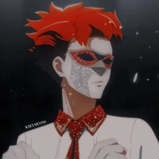 ⛸️ KXEYAICONS Anime, Maske, rote Haare, Festkleidung, Kunst, Charakter whatsapp sticker