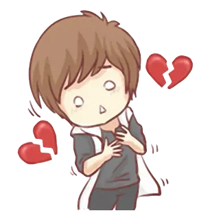 💔 Liebeskummer, Trauer, gebrochenes Herz, Emotion, Chibi, Cartoon, Liebe telegram sticker