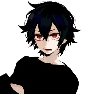 😐 anime, manga, dark hair, red eyes, emo, goth telegram sticker