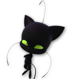 😒 Plagg Miraculous: Tales of Ladybug & Cat Noir dessin animé, kwami, chat, chat noir, yeux verts telegram sticker