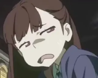 😒 Akko Kagari Little Witch Academia Аниме, Ведьма, Магия, Мультфильм, Смешной, Мем, Лицо telegram sticker