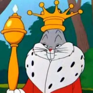 👑 Bugs Bunny dessin animé, lapin, couronne, roi, lapin telegram sticker