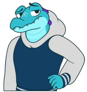 😒 alligator, dessin animé, personnage, reptile, animal, anthropomorphe whatsapp sticker