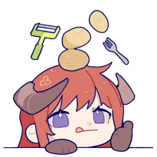 🥔 Anime, Đồ ăn, Khoai tây, Dễ thương, Hoạt hình telegram sticker