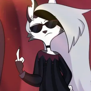 🖕 Loona Helluva Boss Dibujos animados, Perro del infierno, Dedo medio, Gesto ofensivo, Loona, Helluva Boss whatsapp sticker