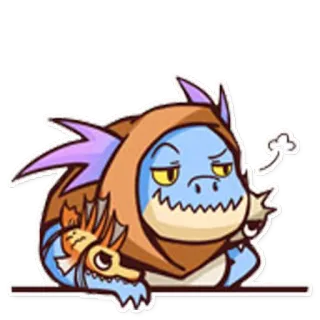 😒 dessin animé, autocollant, monstre, bleu, fantaisie telegram sticker