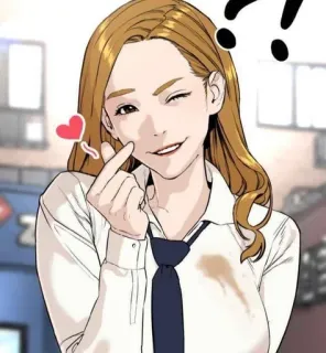💋 vrouw, knipoog, hart, stropdas, cartoon telegram sticker