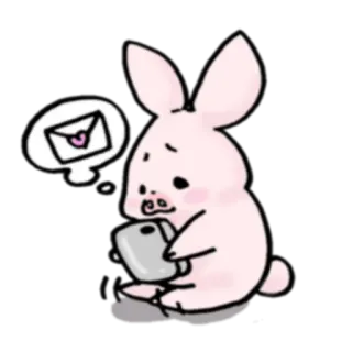 📱 кролик, телефон, сообщение, милый, животное telegram sticker