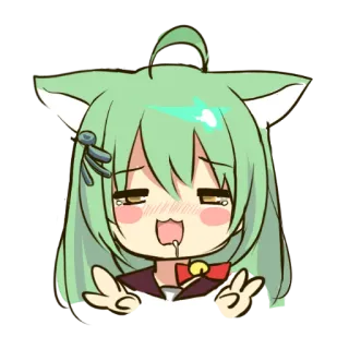🤤 anime, cat ears, chibi, cute, girl, kawaii, cartoon telegram sticker