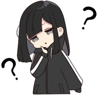 ❔ domanda, confuso, anime, adesivo, ragazza, pensando telegram sticker