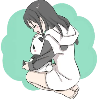 🤗 fille, panda, câlin, animé, pleure, triste, kawaii, mignon telegram sticker