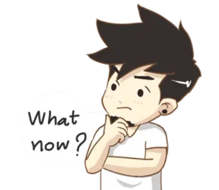 🤔 What now? Kartun, Berpikir, Pertanyaan, Bingung, Terus bagaimana?, Merenung telegram sticker