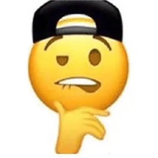 🥵 emoji, cap, thinking, smirk, funny telegram sticker