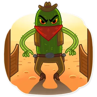 😡 cactus, cowboy, western, desert, angry, sheriff telegram sticker