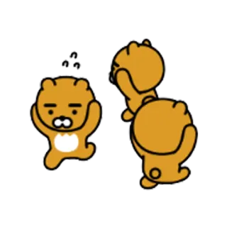 😅 Ryan райан, kakao friends, медведь, мультфильм, персонаж, милый, стикер whatsapp sticker