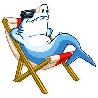 😎 акула, пляж, отдых, солнцезащитные очки, мультфильм, животное, море, стул telegram sticker