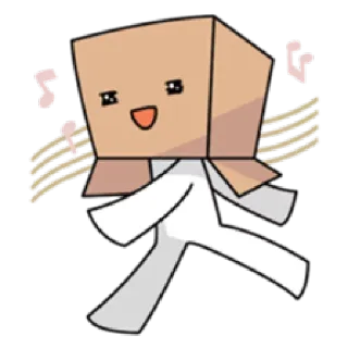 😄 cardboard box, cute, dancing, cartoon, music notes, whimsical telegram sticker