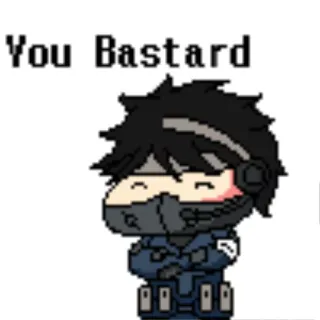 😡 You Bastard anime, chibi, insult, pixel art telegram sticker
