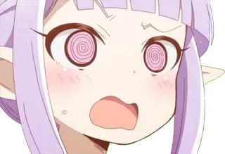 😳 Anime, Cartoon, Elf, Schockiert, Überrascht, Gesichtsausdruck, Hypnotisiert whatsapp sticker