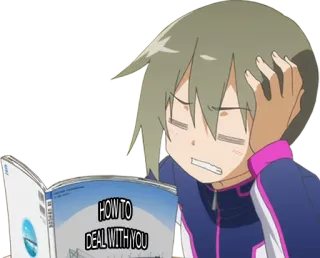 ❓ HOW TO DEAL WITH YOU anime, libro, frustrato, lettura telegram sticker