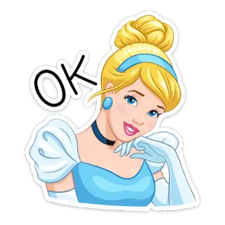 👌 Cinderella OK cenicienta, disney, princesa, ok, dibujos animados whatsapp sticker