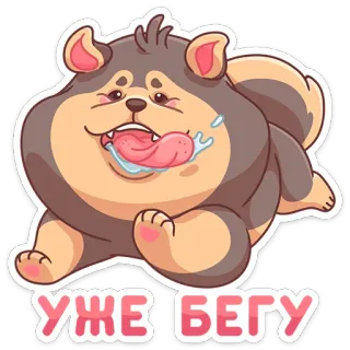 🤩 УЖЕ БЕГУ chó, hoạt hình, hài hước, nga, thú cưng, động vật, meme telegram sticker