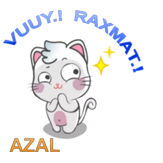 👍 UUUY! RAXMAT! AZAL Katze, niedlich, Cartoon, Anime telegram sticker