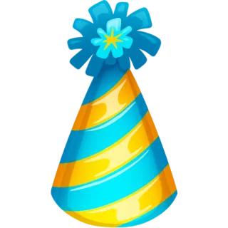 🥳 chapéu de festa, aniversário, celebração, azul, amarelo telegram sticker