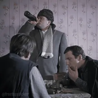 😨 @freetopsticker alcohol, smoking, drinking, men, russian, party telegram sticker