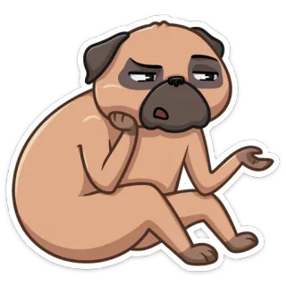 😞 dog, pug, cartoon, sticker, animal, pet telegram sticker