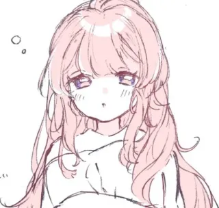 💗 Anime Mädchen, pinke Haare, süß, Illustration, kawaii telegram sticker