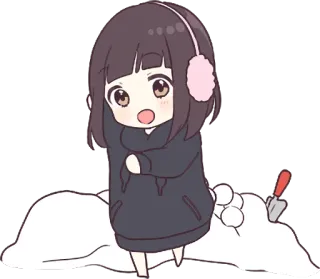 ☺️ Аниме, Мультфильм, Снег, Милый, Девочка, Зима whatsapp sticker